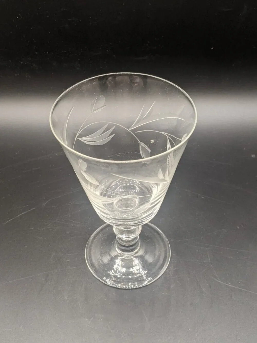 Vtg Etched Clear Glasses Set of 6 New Old Stock Goblet Water Wine 10 oz